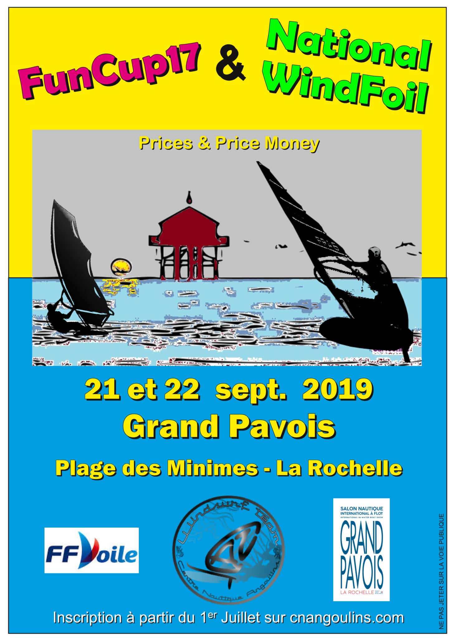 Affiche Windfoil 2019 La Rochelle par le Centre Nautique d’Angoulins Windfoil 2019 La Rochelle par le Centre Nautique d'Angoulins