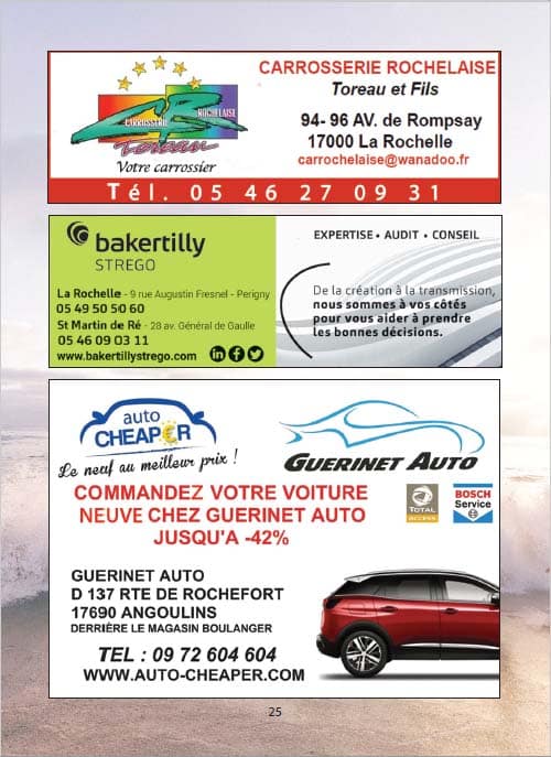 Partenaires du CNA pour le calendrier des Marées Juillet 2022 La Rochelle Pallice Ile de Ré Châtelaillon